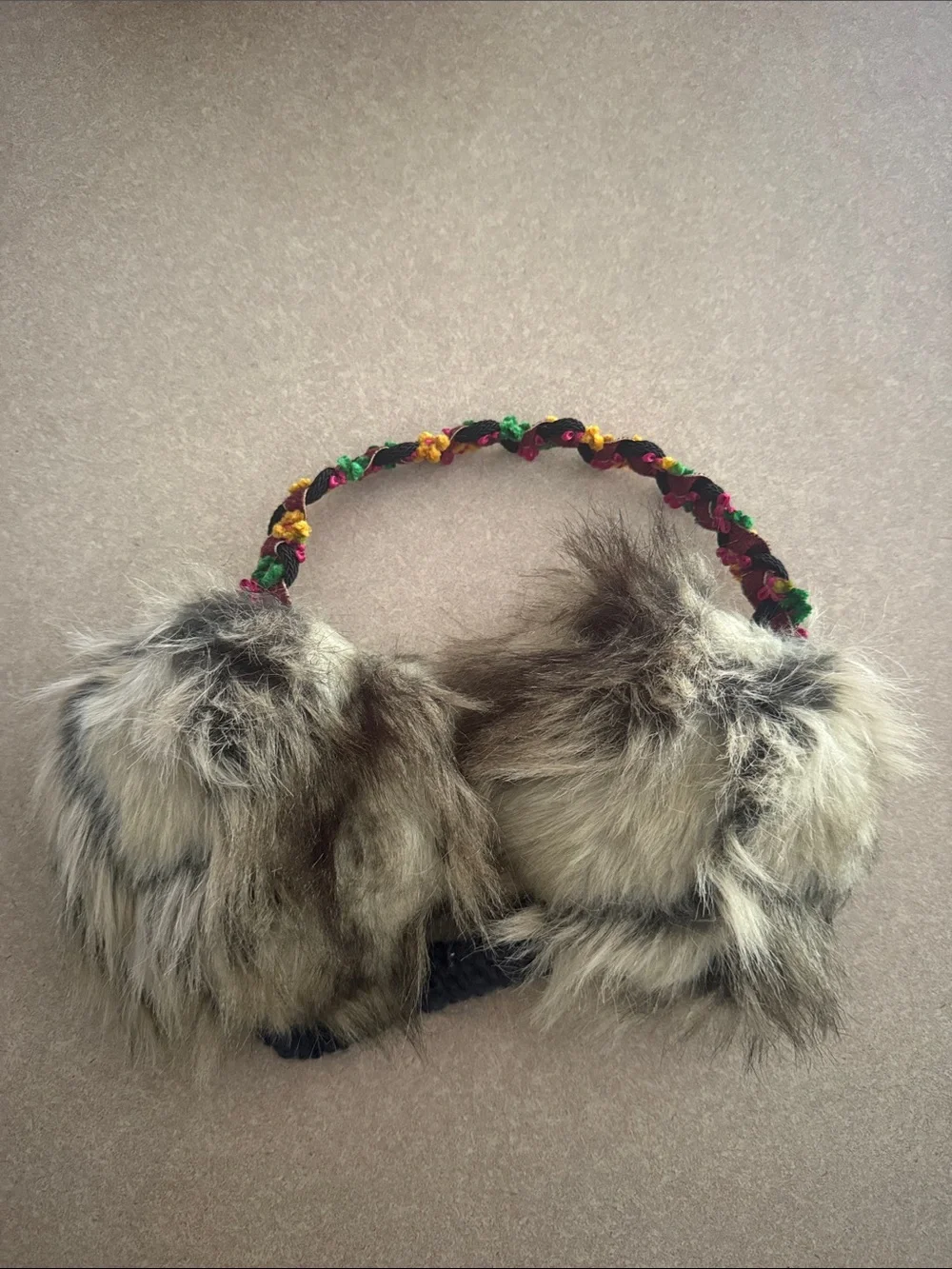 Free People Faux Fur Ear Muffs w/ Braides Headband